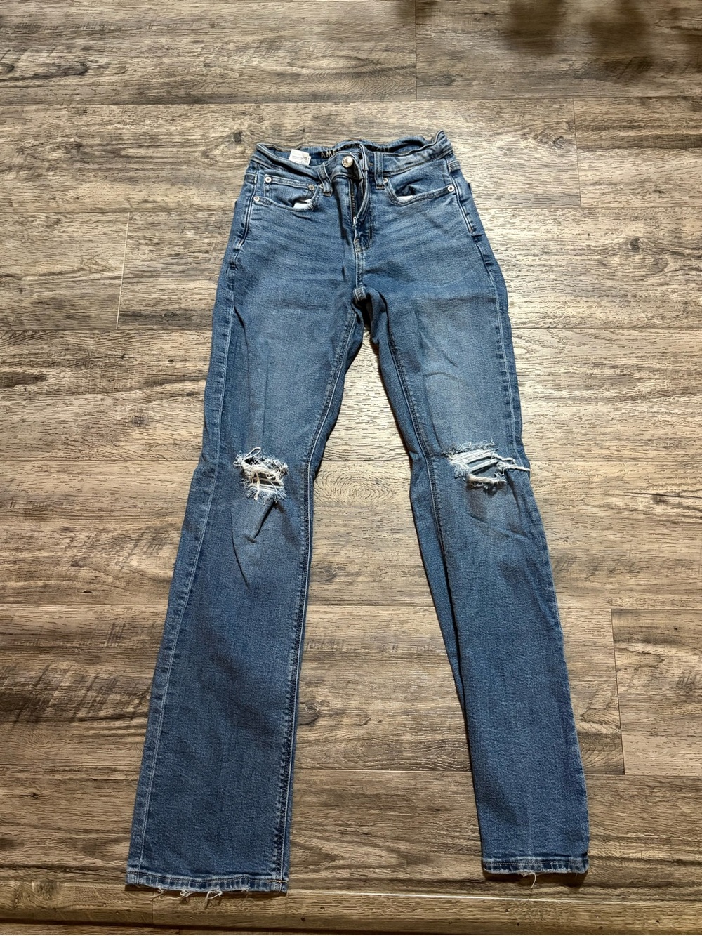 American Eagle Outfitters Straight Leg Distressed Blue Jeans